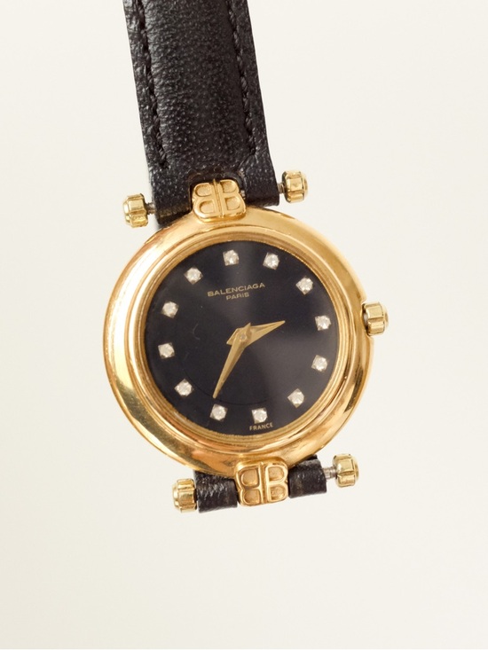 Balenciaga Accessories - Vintage Balenciaga Black and Gold Vintage Women's Watch